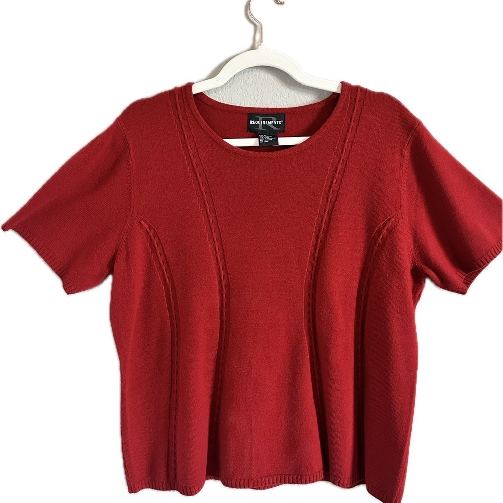 Requirements Red Short Sleeve Women's Top lightweight sweater - Picture 2 of 4